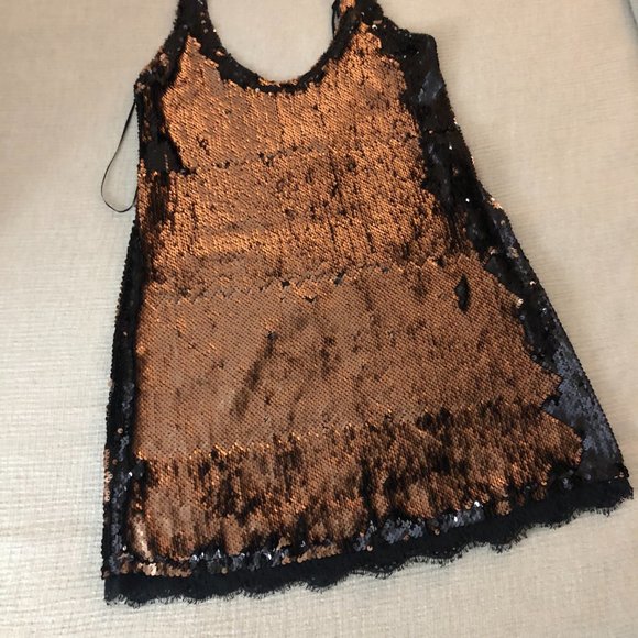 Intimately Free People Seeing Double Gold Sequin Mini Dress - Picture 3 of 6